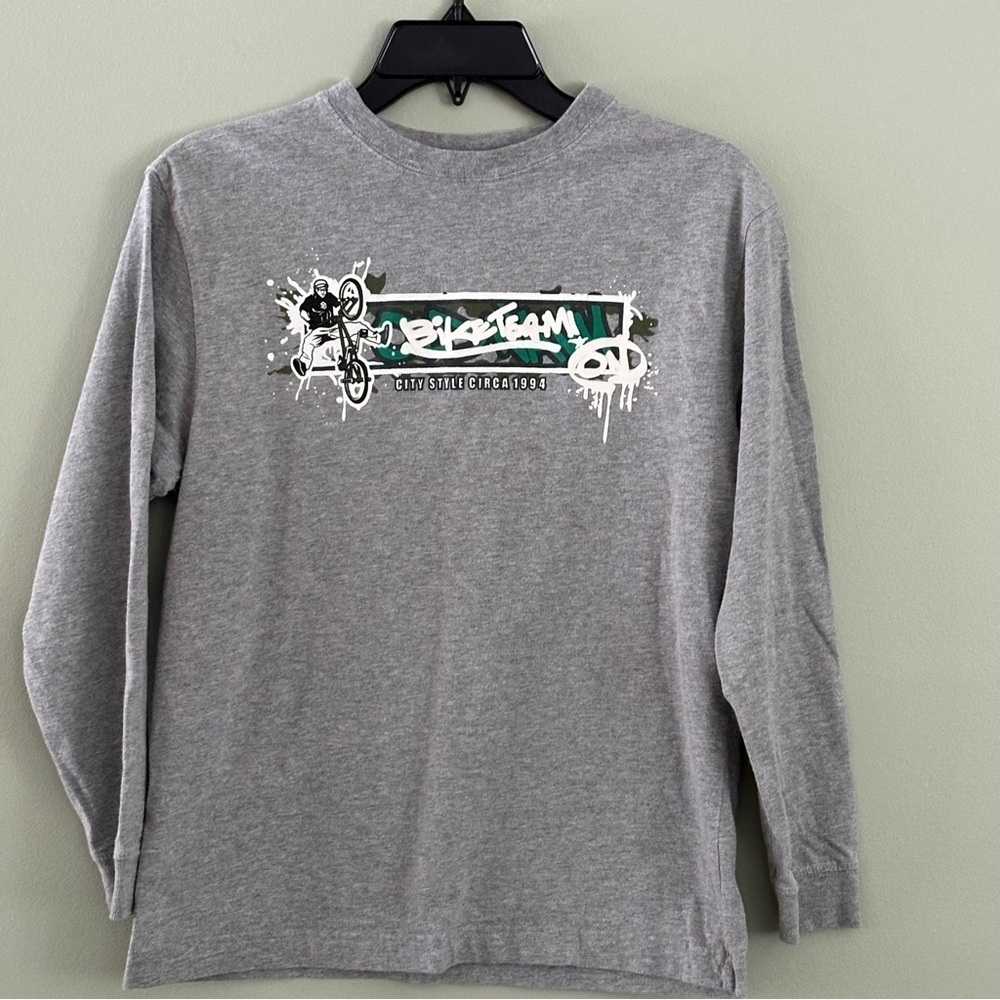 Vintage Old Navy Long Sleeve Bike Team! Racing Stunts Streetwear Kids Large